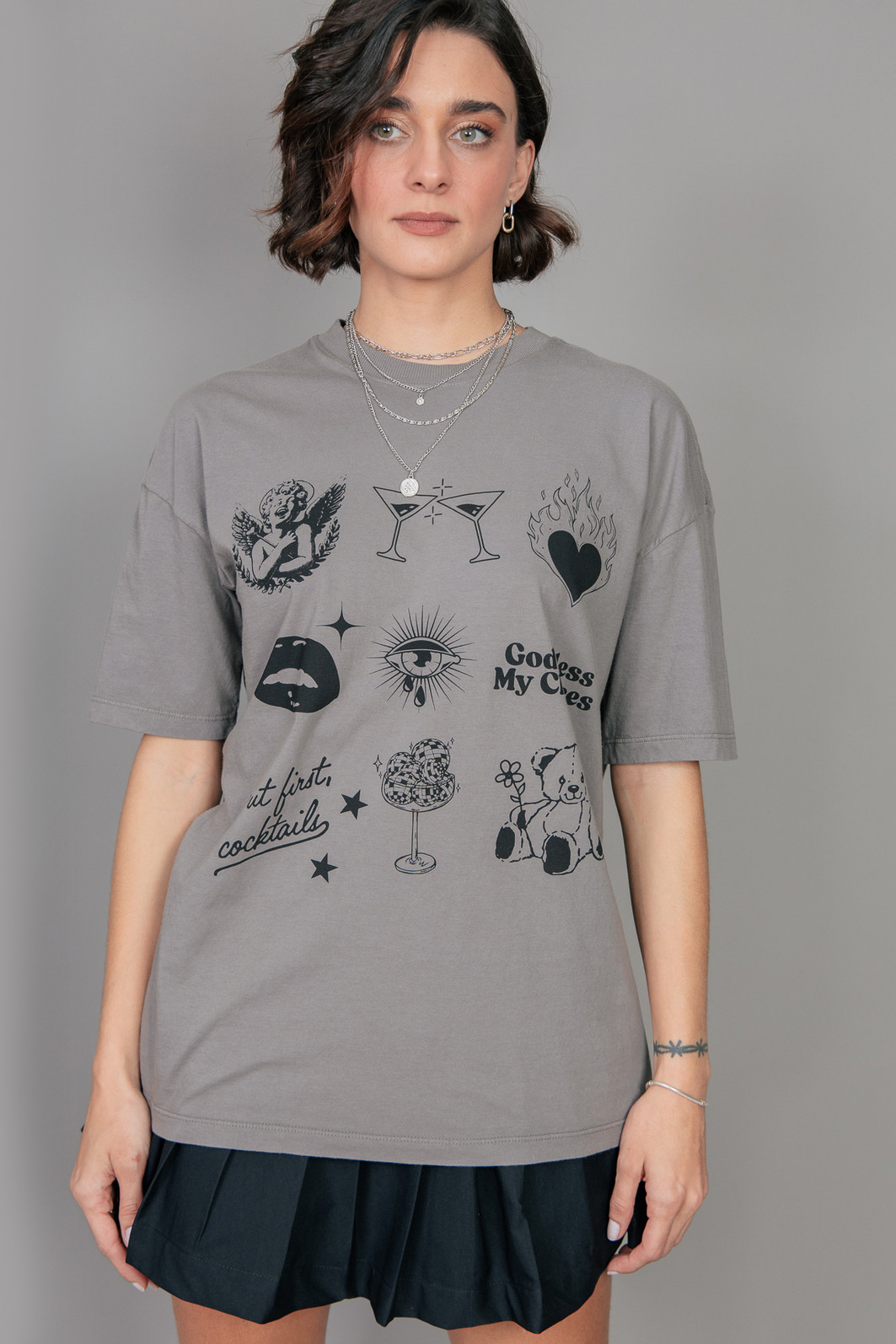 CAMISETA T-SHIRT VINTAGE CINZA BLESS MY CHOICES