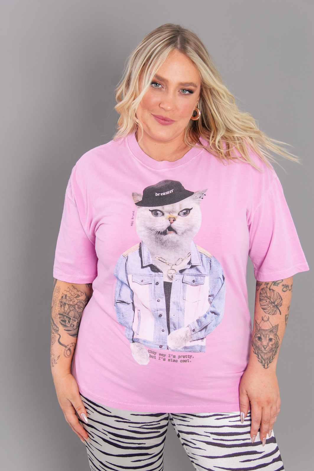 CAMISETA T-SHIRT VINTAGE ROSA CAT