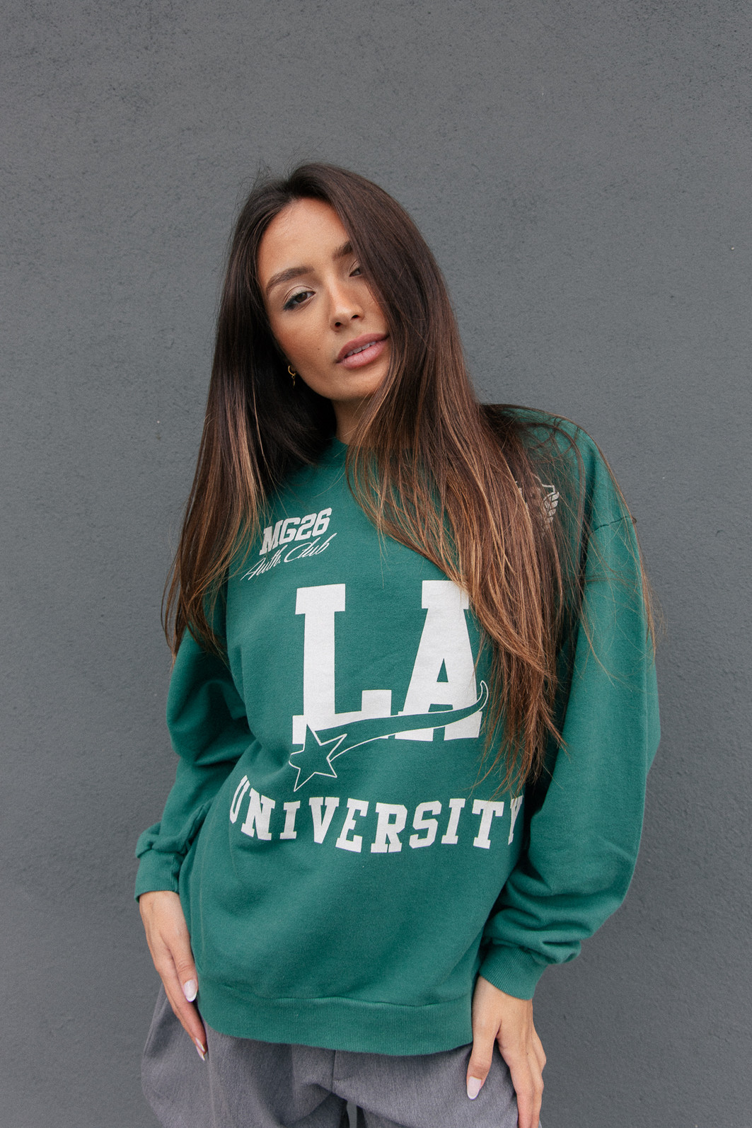 CASACO DE MOLETOM OVERSIZED VERDE UNIVERSITY