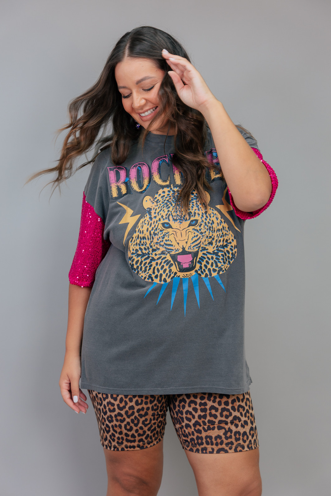 CAMISETA T-SHIRT VINTAGE CHUMBO COM MANGAS DE PAETÊ ROCKIES