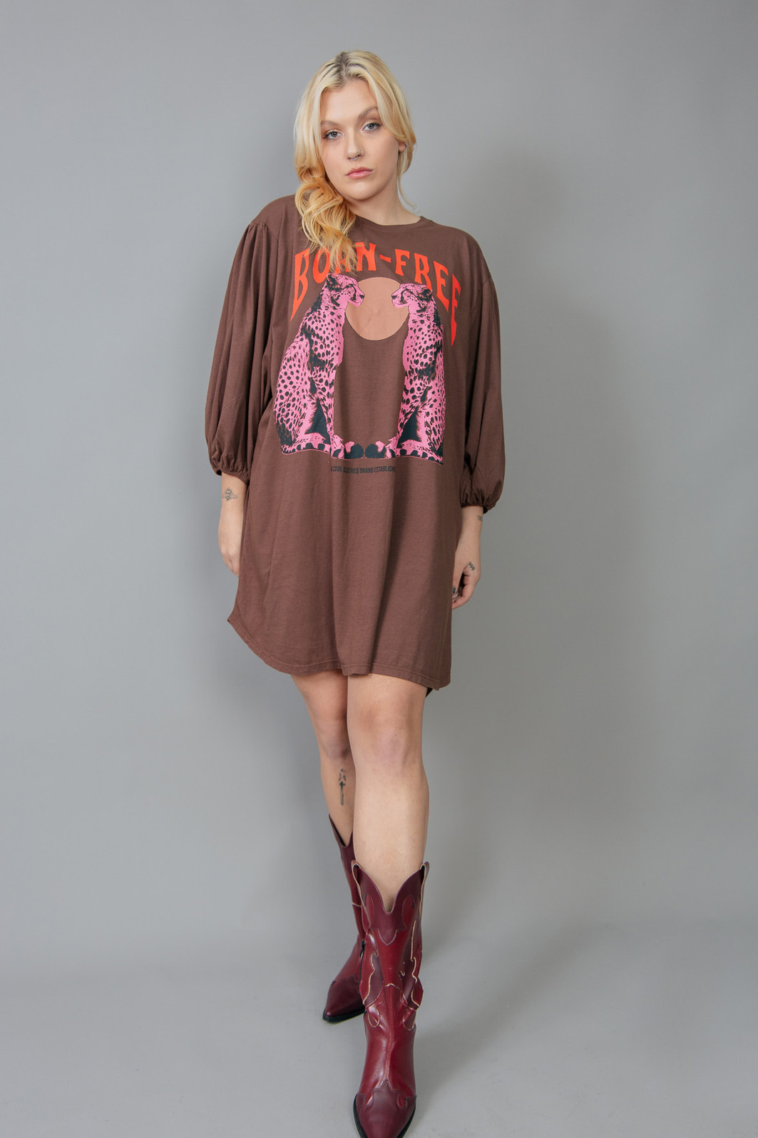 VESTIDO AMPLO COM MANGA BUFANTE BORN FREE