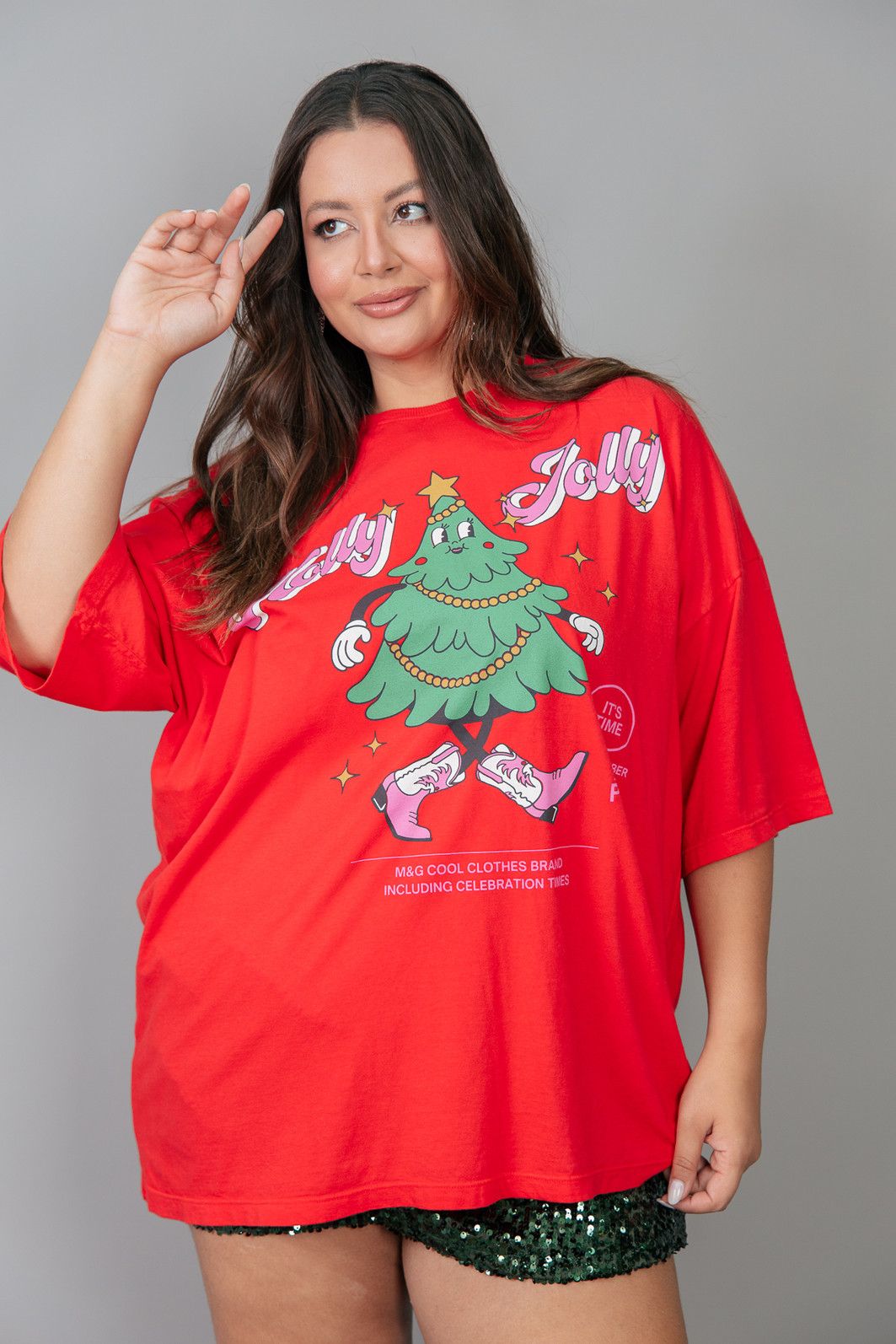 CAMISETA T-SHIRT OVERSIZED VERMELHA HOLLY JOLLY CAMISETA T-SHIRT OVERSIZED VERMELHA HOLLY JOLLY