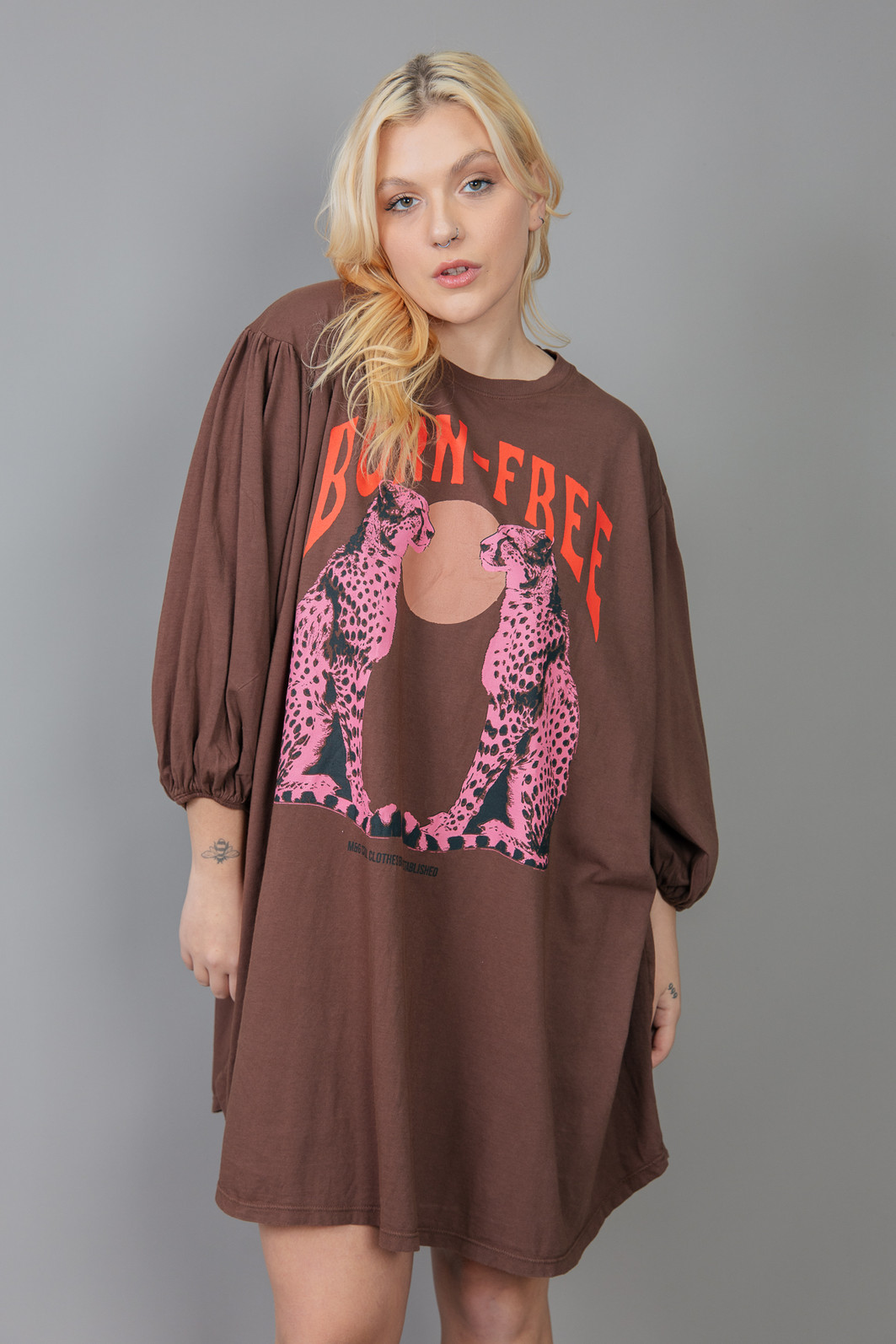 VESTIDO AMPLO COM MANGA BUFANTE BORN FREE