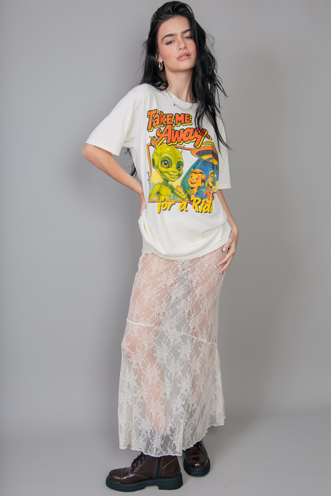 SAIA DE RENDA MIDI SEM FORRO OFF