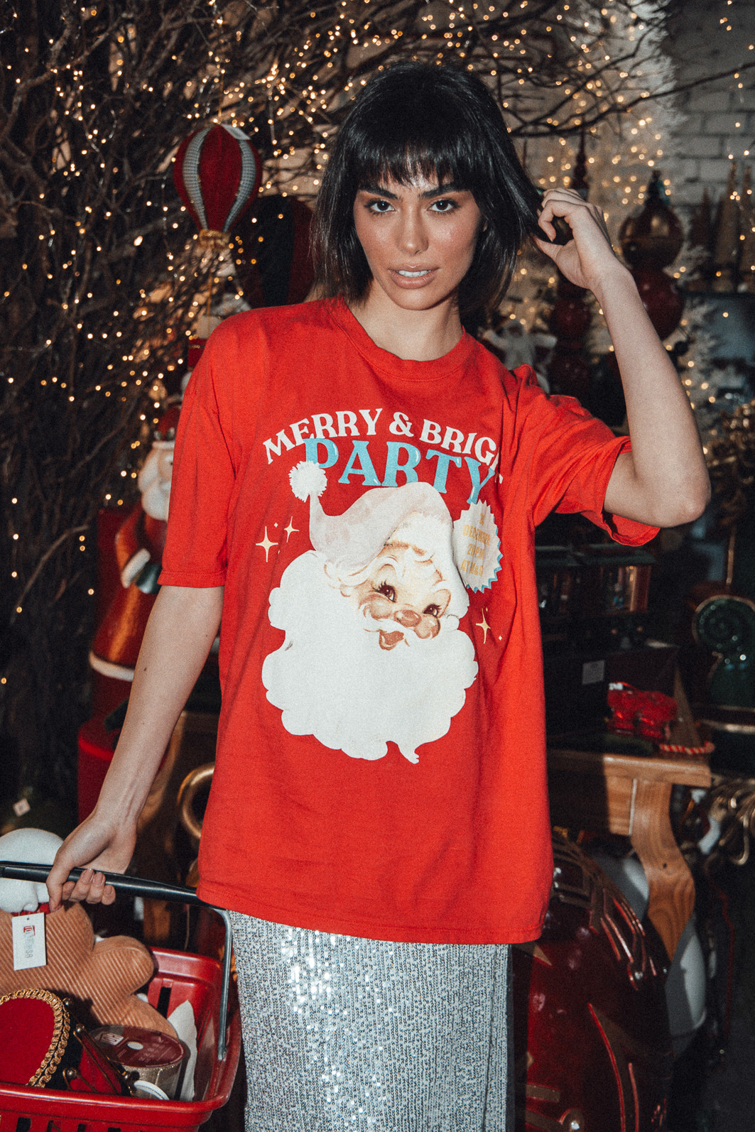CAMISETA T-SHIRT VINTAGE VERMELHA MERRY & BRIGHT CAMISETA T-SHIRT VINTAGE VERMELHA MERRY & BRIGHT