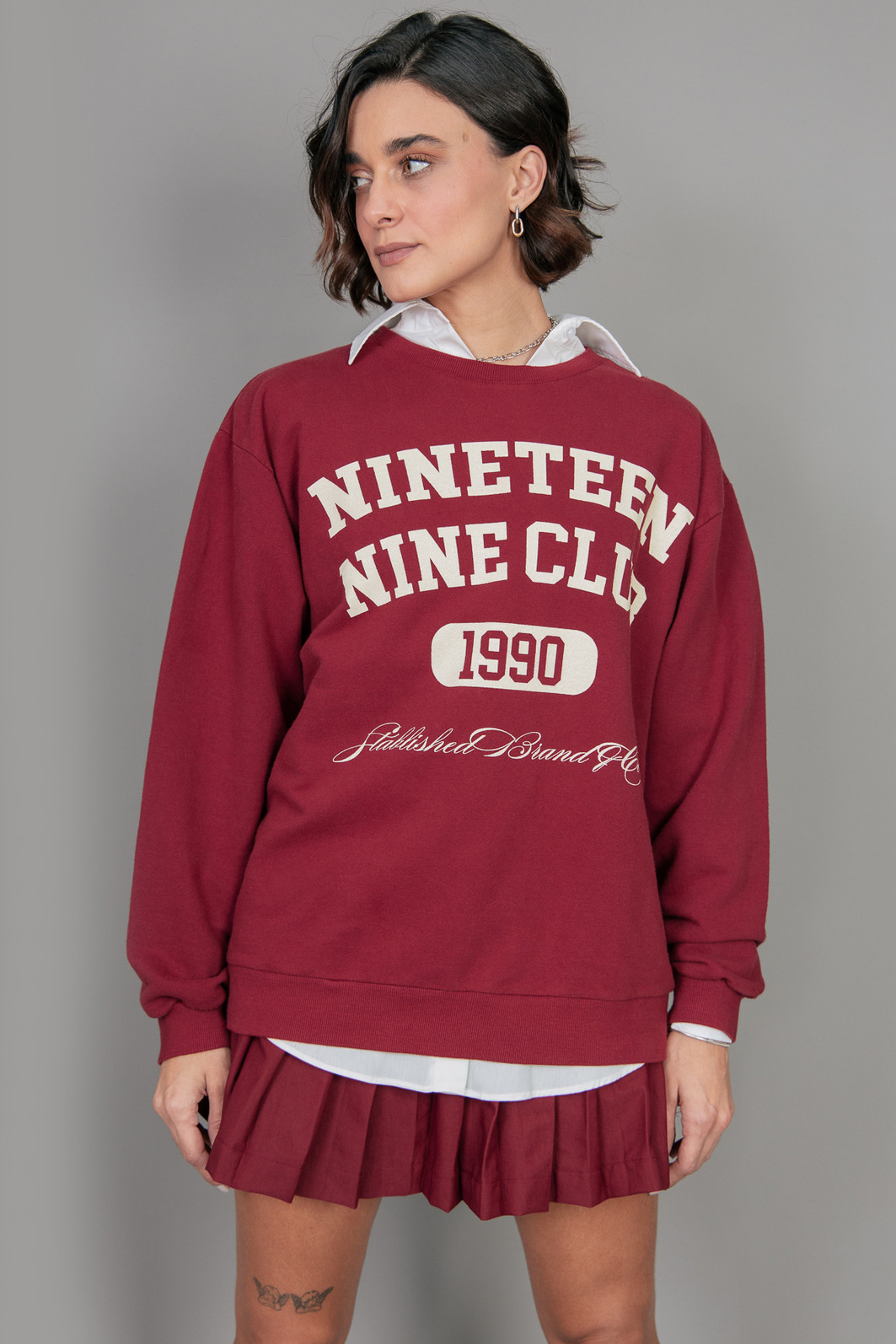 CASACO OVERSIZED DE MOLETOM BORGONHA NINETEEN