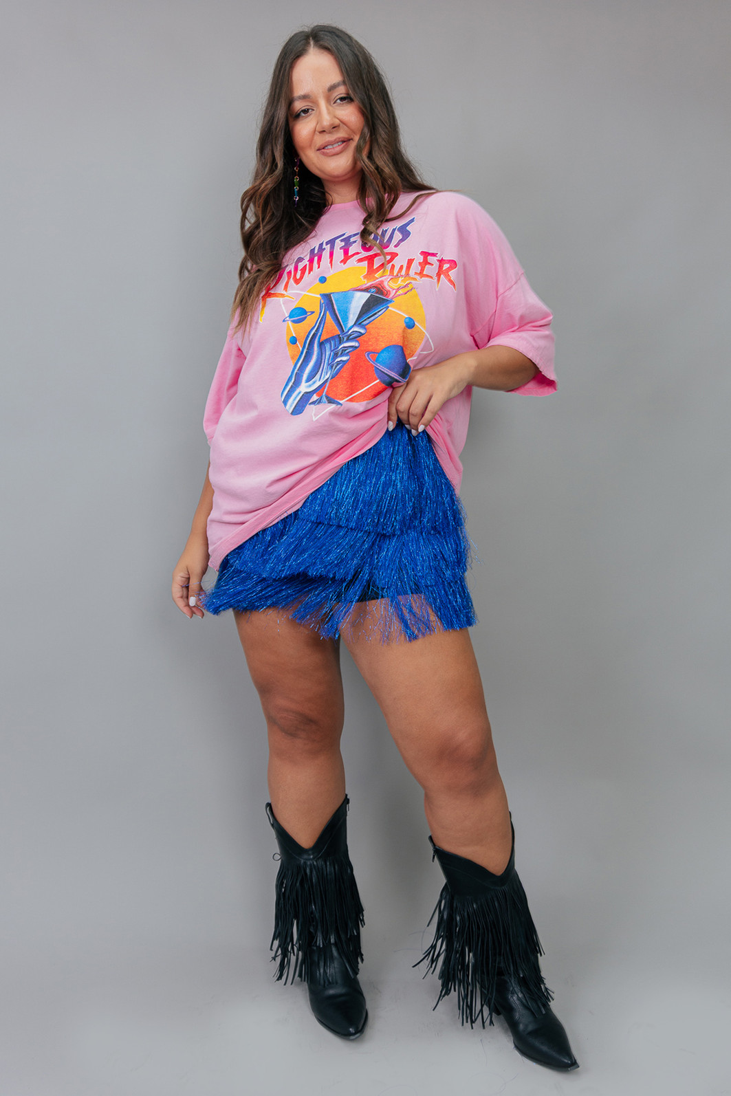 SHORT SAIA DE FRANJAS LONGAS AZUL