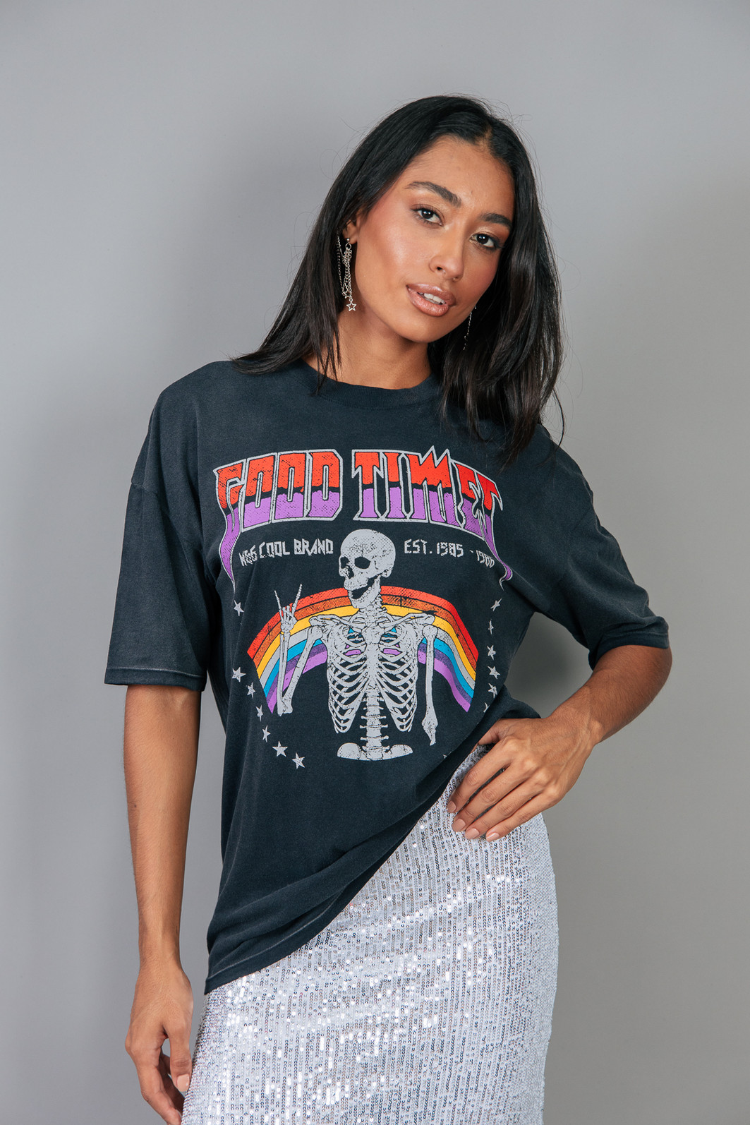 T-SHIRT VINTAGE PRETO MARMORIZADO GOOD TIMES T-SHIRT VINTAGE PRETO MARMORIZADO GOOD TIMES