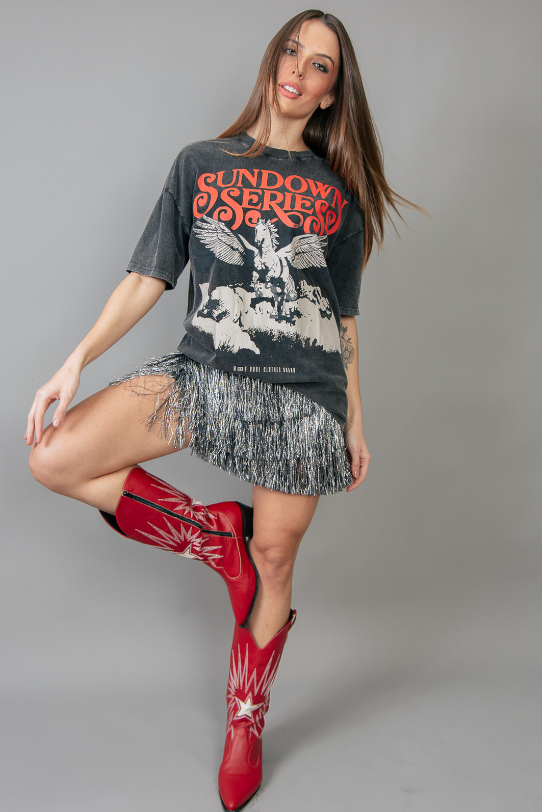 T-SHIRT VINTAGE PRETO MARMORIZADO SUNDOWN