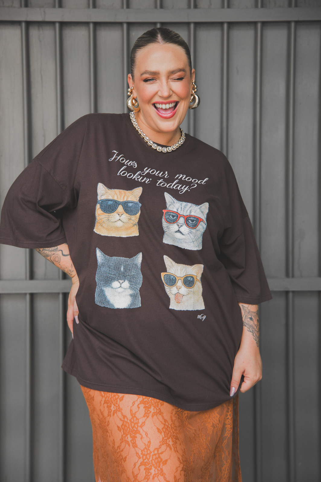 CAMISETA T-SHIRT VINTAGE MARROM MOOD