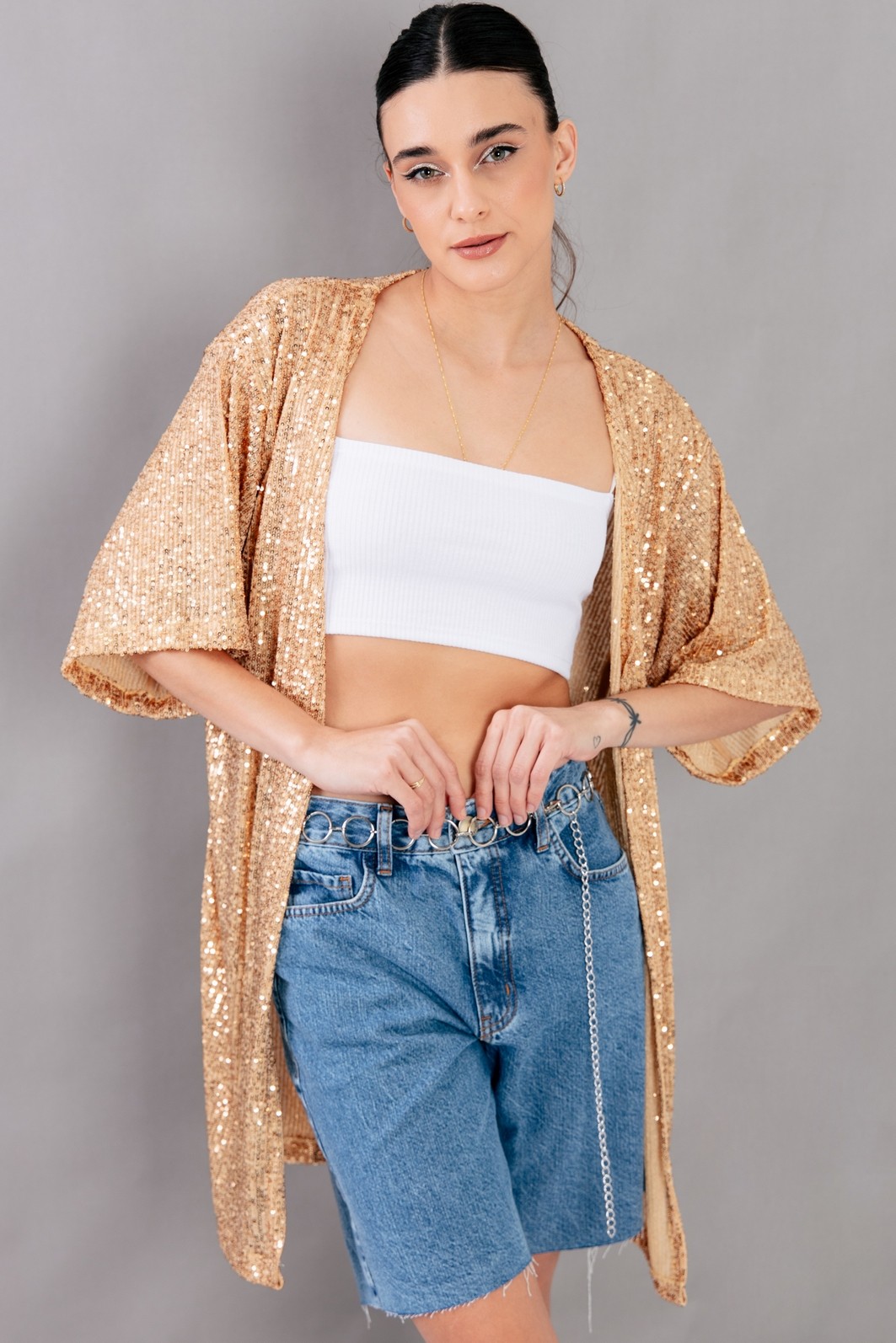 KIMONO PAETÊ DOURADO CLARO KIMONO PAETÊ DOURADO CLARO