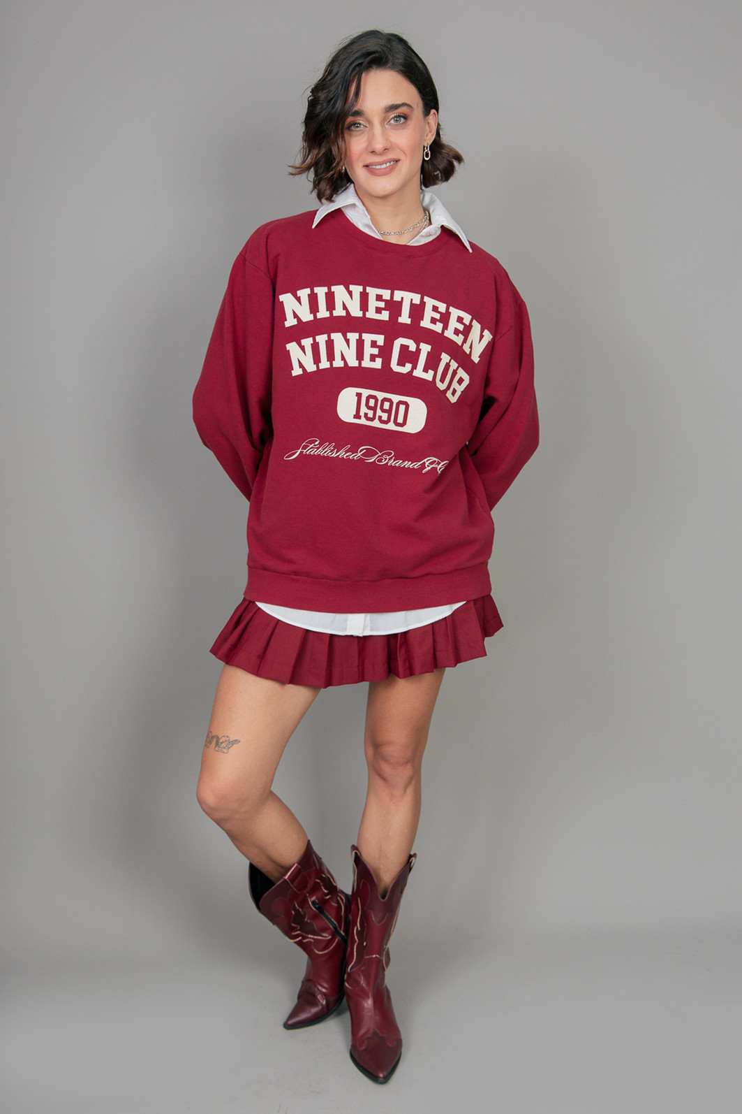 CASACO OVERSIZED DE MOLETOM BORGONHA NINETEEN