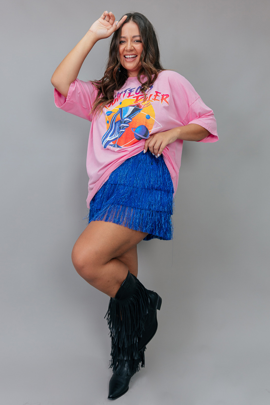 SHORT SAIA DE FRANJAS LONGAS AZUL