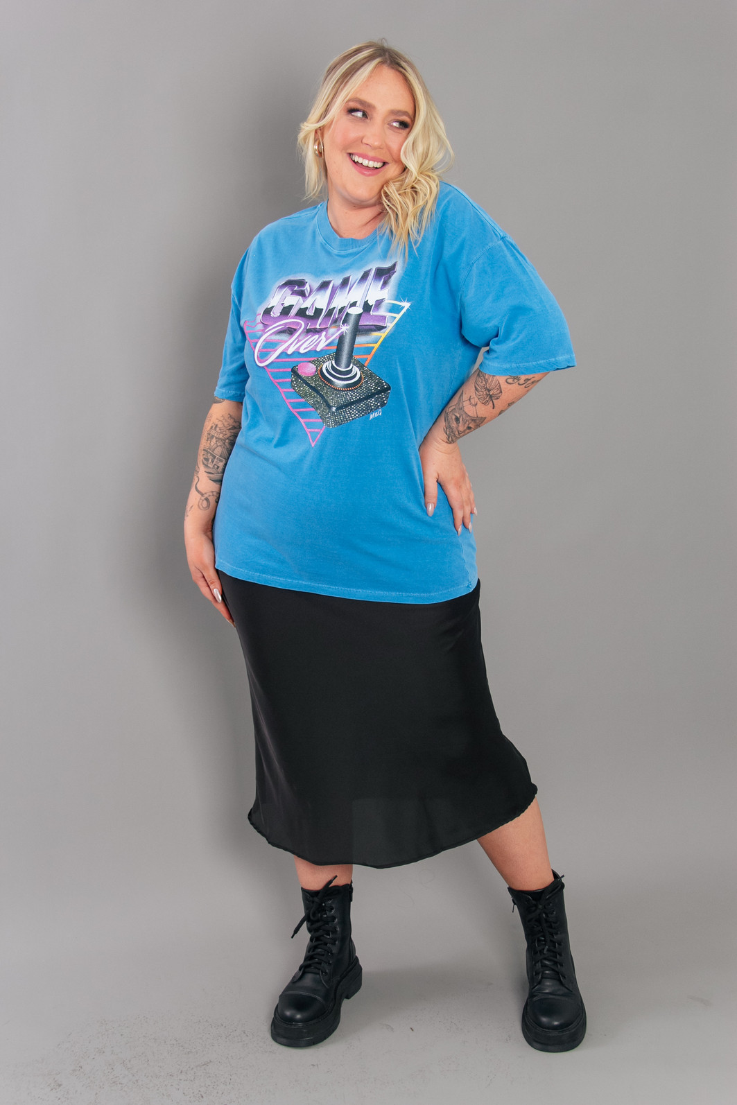 CAMISETA T-SHIRT VINTAGE AZUL GAME OVER