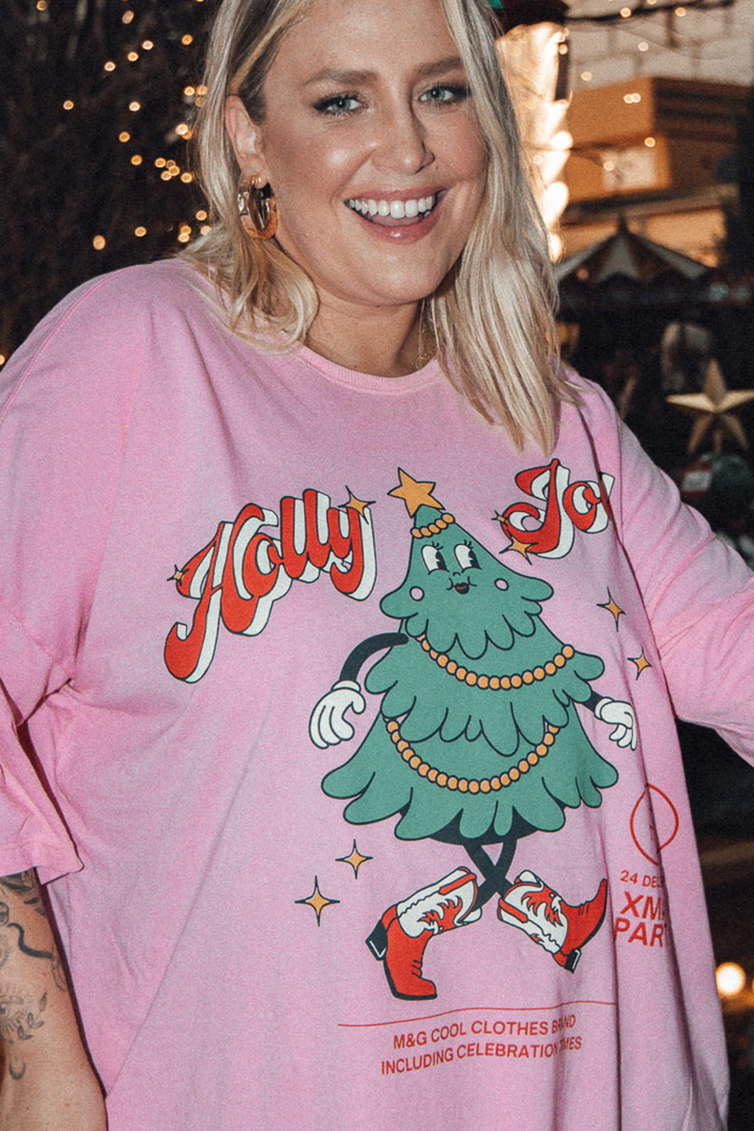 CAMISETA T-SHIRT VINTAGE ROSA HOLLY JOLLY CAMISETA T-SHIRT VINTAGE ROSA HOLLY JOLLY