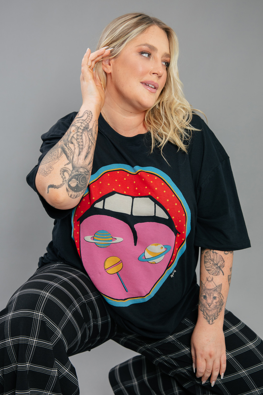 CAMISETA T-SHIRT VINTAGE PRETA LOLLIPOP