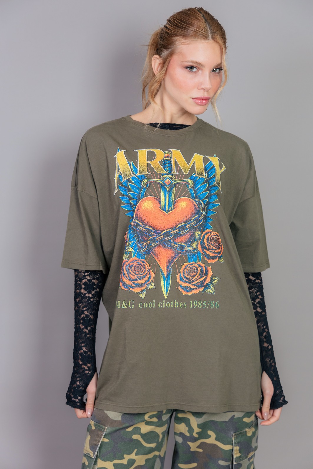 CAMISETA T-SHIRT OVERSIZED VERDE ARMY CAMISETA T-SHIRT OVERSIZED VERDE ARMY