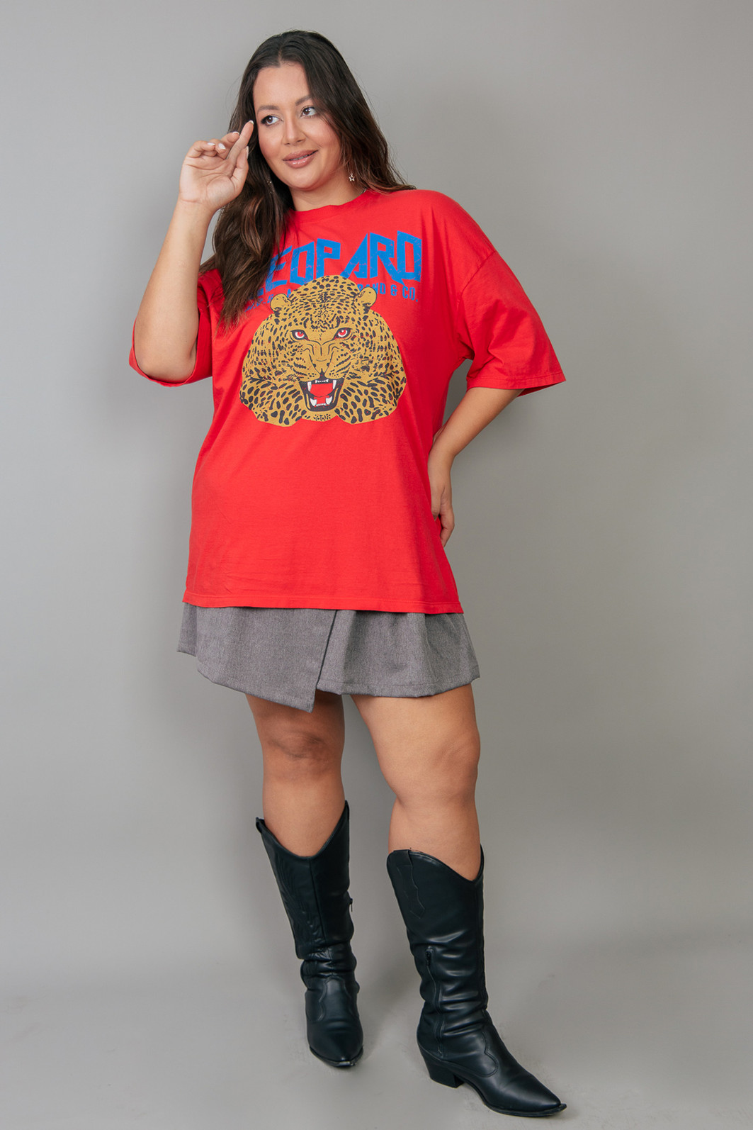 CAMISETA T-SHIRT VINTAGE VERMELHA LEOPARD CAMISETA T-SHIRT VINTAGE VERMELHA LEOPARD