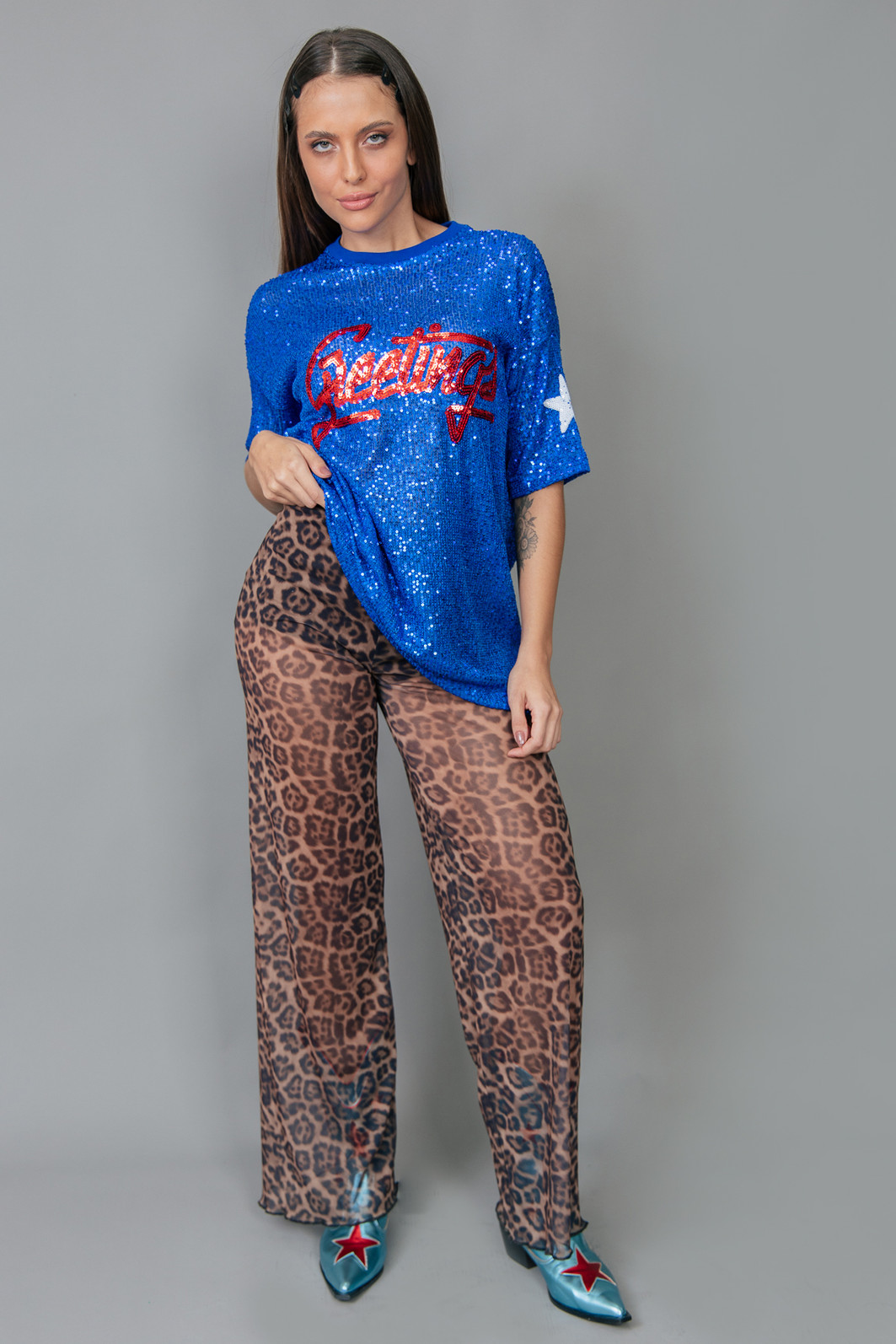 CALÇA ESTAMPA ONÇA NEW DE TULE COM FORRO CALÇA ESTAMPA ONÇA NEW DE TULE COM FORRO