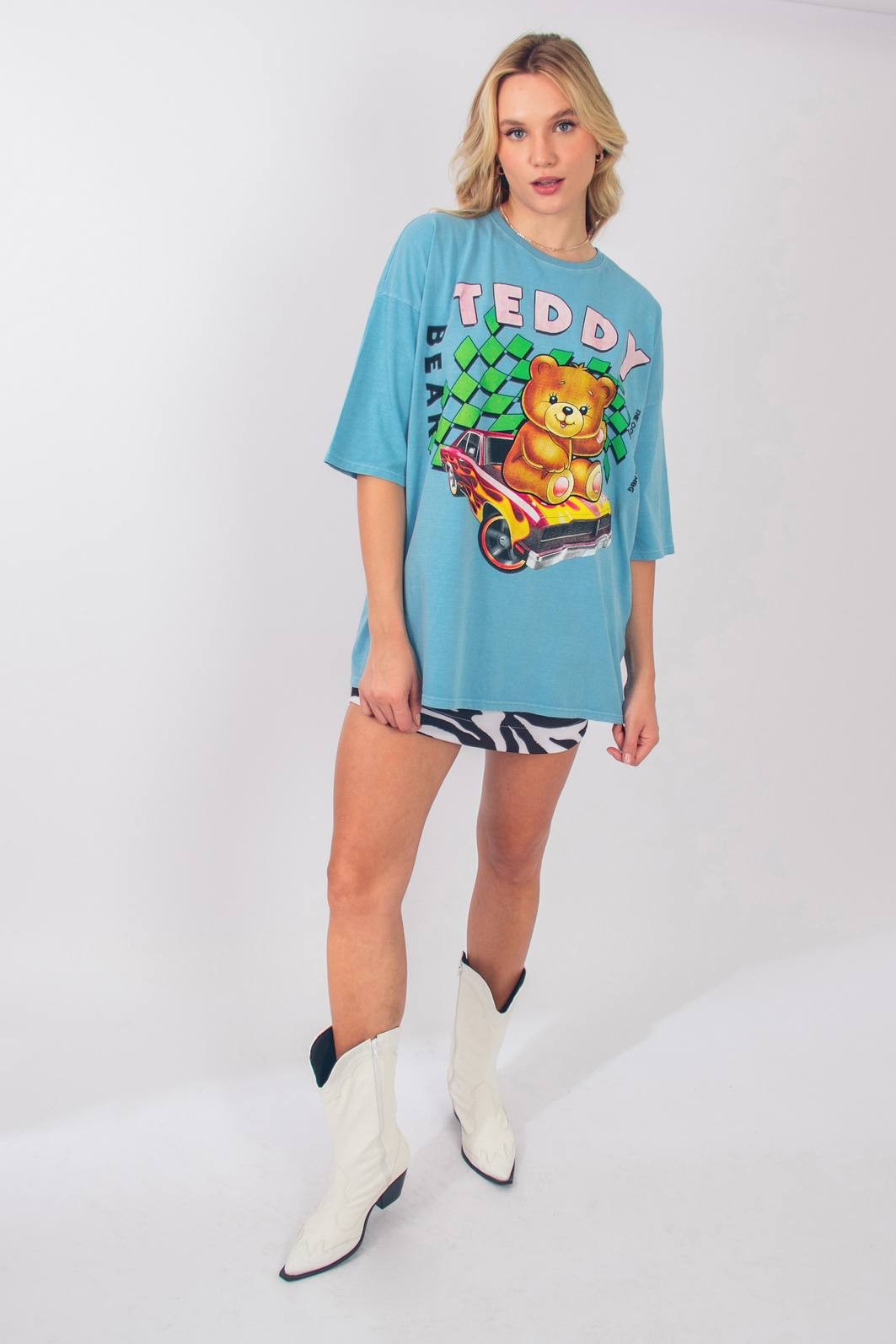 CAMISETA T SHIRT OVERSIZED AZUL TEDDY BEAR Marina Gabriella