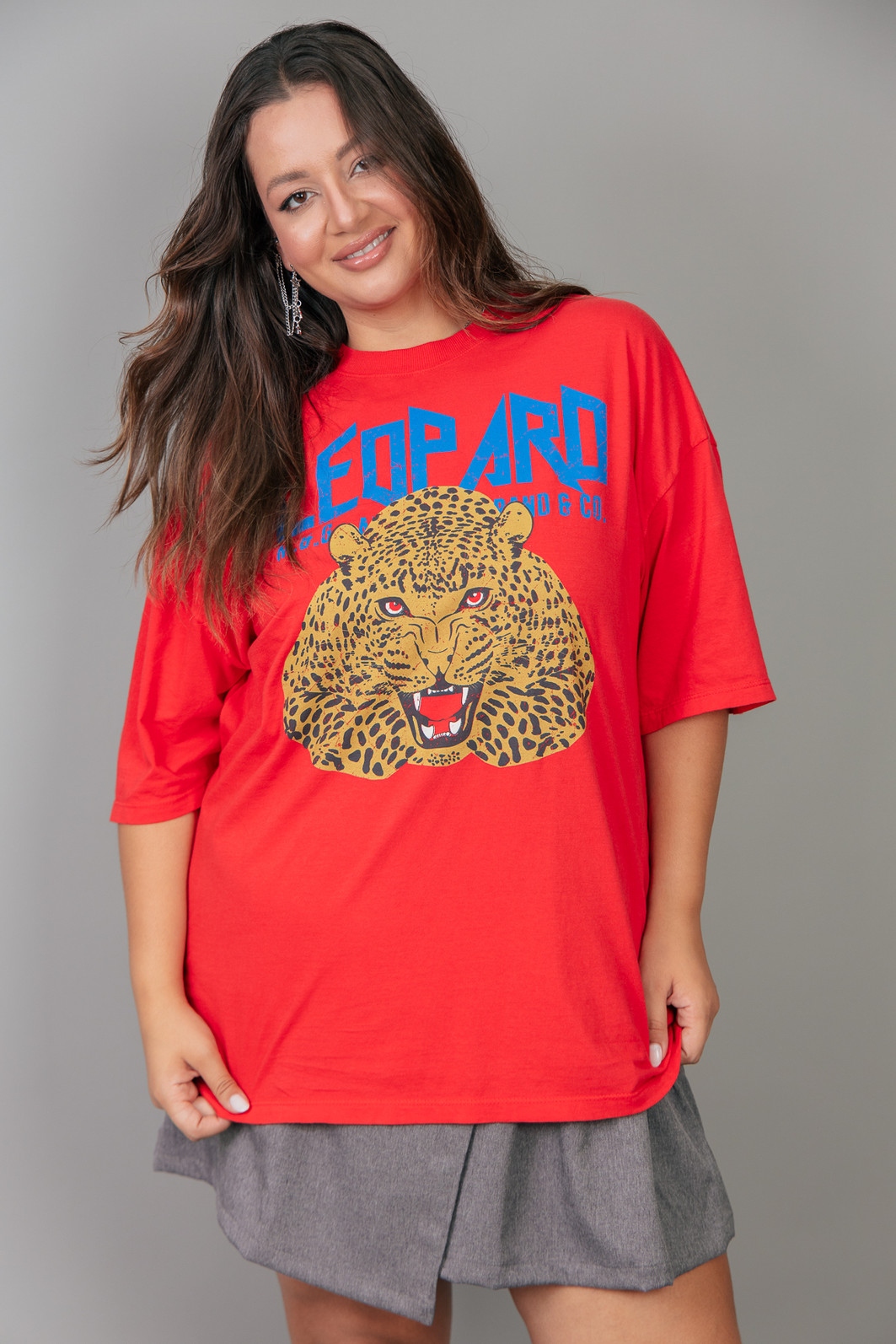 CAMISETA T-SHIRT VINTAGE VERMELHA LEOPARD CAMISETA T-SHIRT VINTAGE VERMELHA LEOPARD