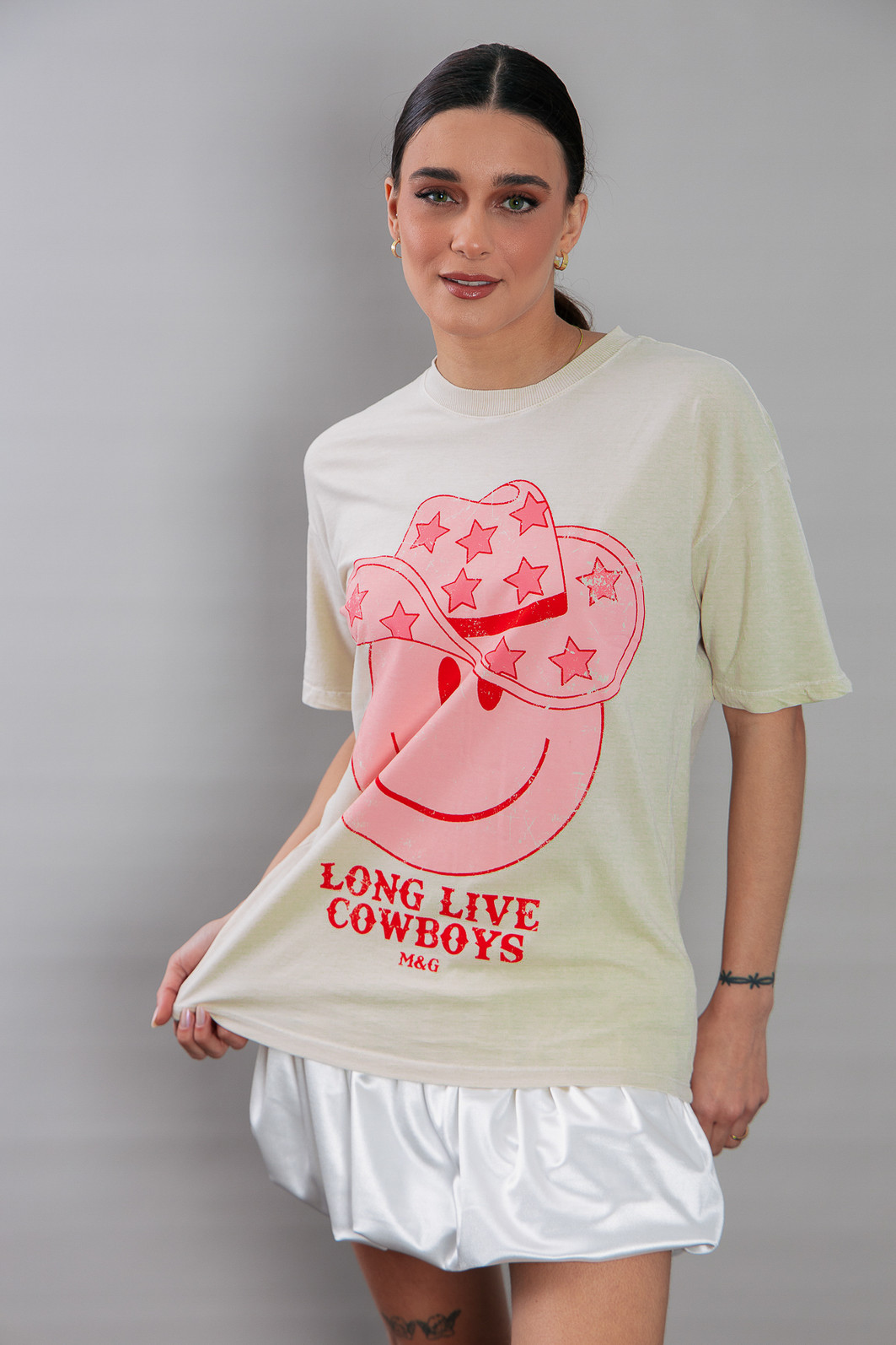 CAMISETA T-SHIRT VINTAGE BEGE COWBOYS SMILE
