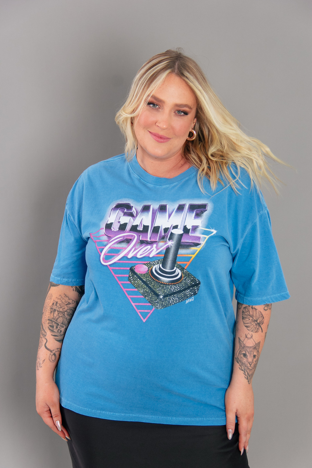 CAMISETA T-SHIRT VINTAGE AZUL GAME OVER