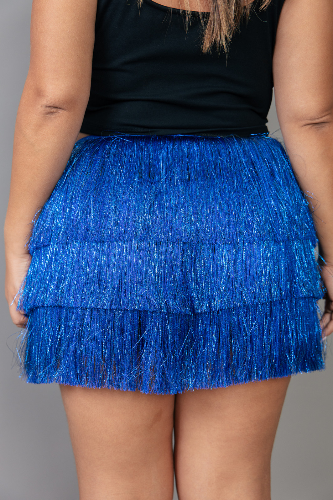 SHORT SAIA DE FRANJAS LONGAS AZUL