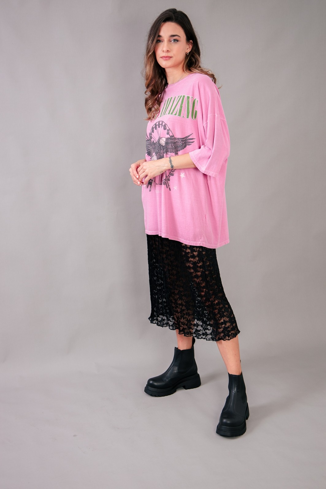 CAMISETA T-SHIRT OVERSIZED ROSA STAY AMAZING CAMISETA T-SHIRT OVERSIZED ROSA STAY AMAZING