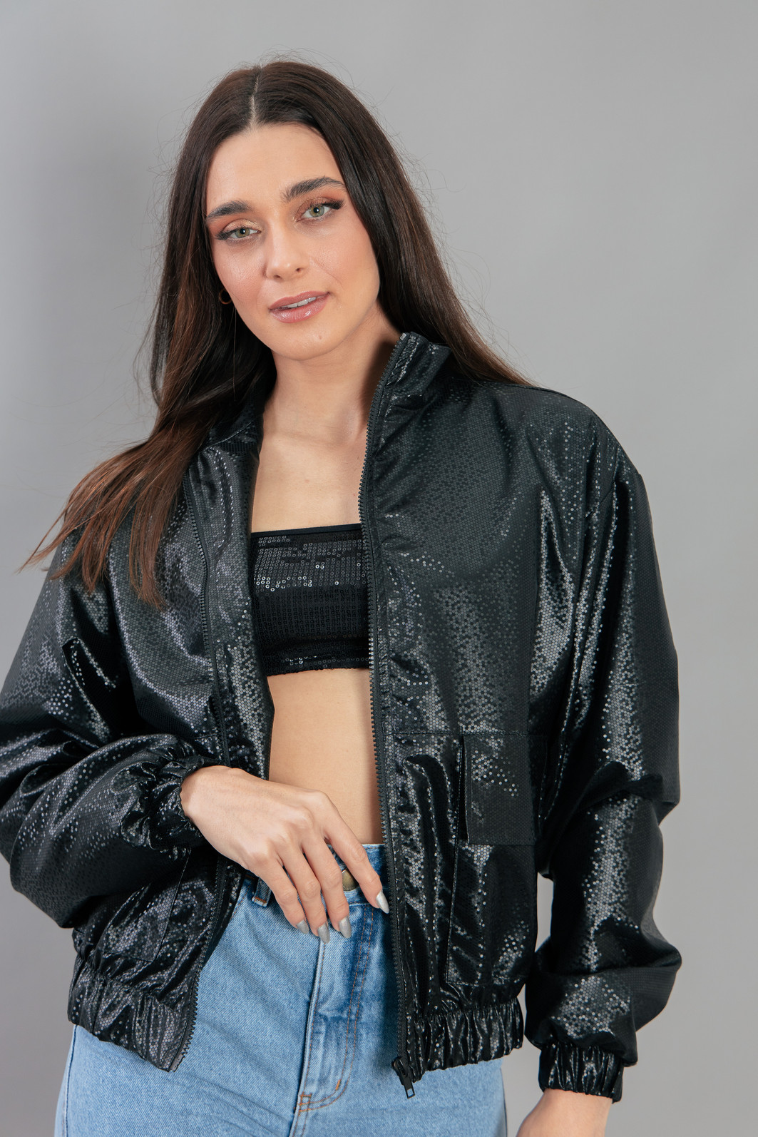 JAQUETA CORTA VENTO PRETO BRILHO JAQUETA CORTA VENTO PRETO BRILHO