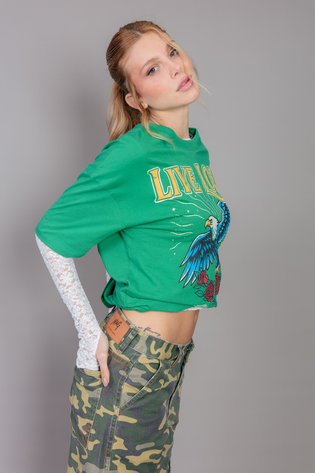 CAMISETA T-SHIRT VINTAGE VERDE LIVE LOUD CAMISETA T-SHIRT VINTAGE VERDE LIVE LOUD