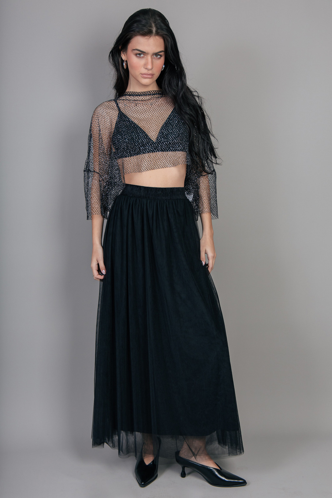 SAIA MIDI DE TULE PRETA COM FORRO SAIA MIDI DE TULE PRETA COM FORRO