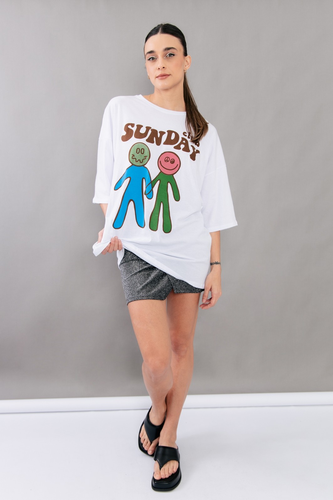 CAMISETA T-SHIRT OVERSIZED BRANCA SUNDAY