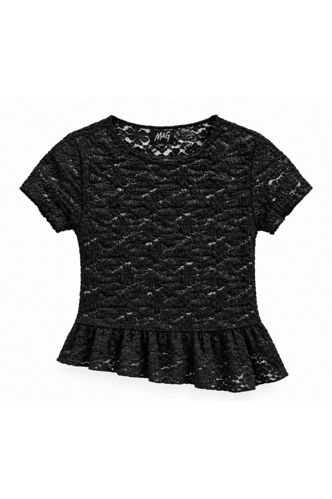 BLUSA BABYTEE COM BABADO DE RENDA PRETA BLUSA BABYTEE COM BABADO DE RENDA PRETA