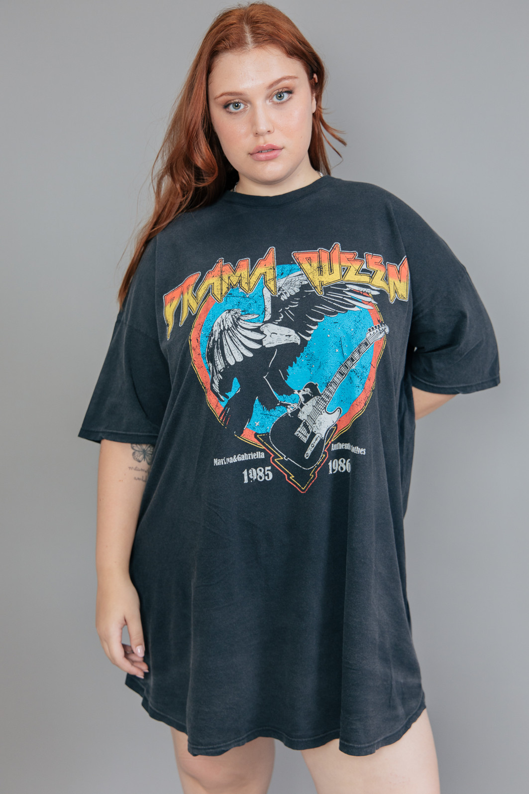 VESTIDO AMPLO DE MALHA PRETO MARMORIZADO DRAMA QUEEN