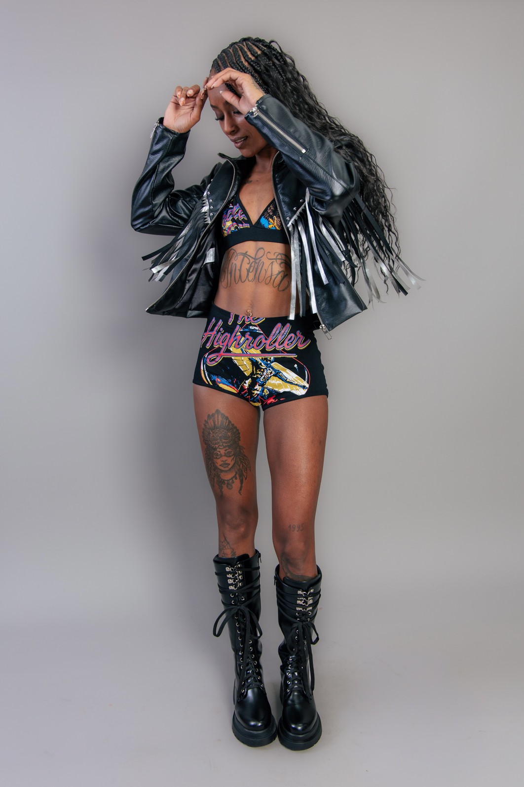 SHORT HOT PANT DE COTTON PRETO HIGHROLLER