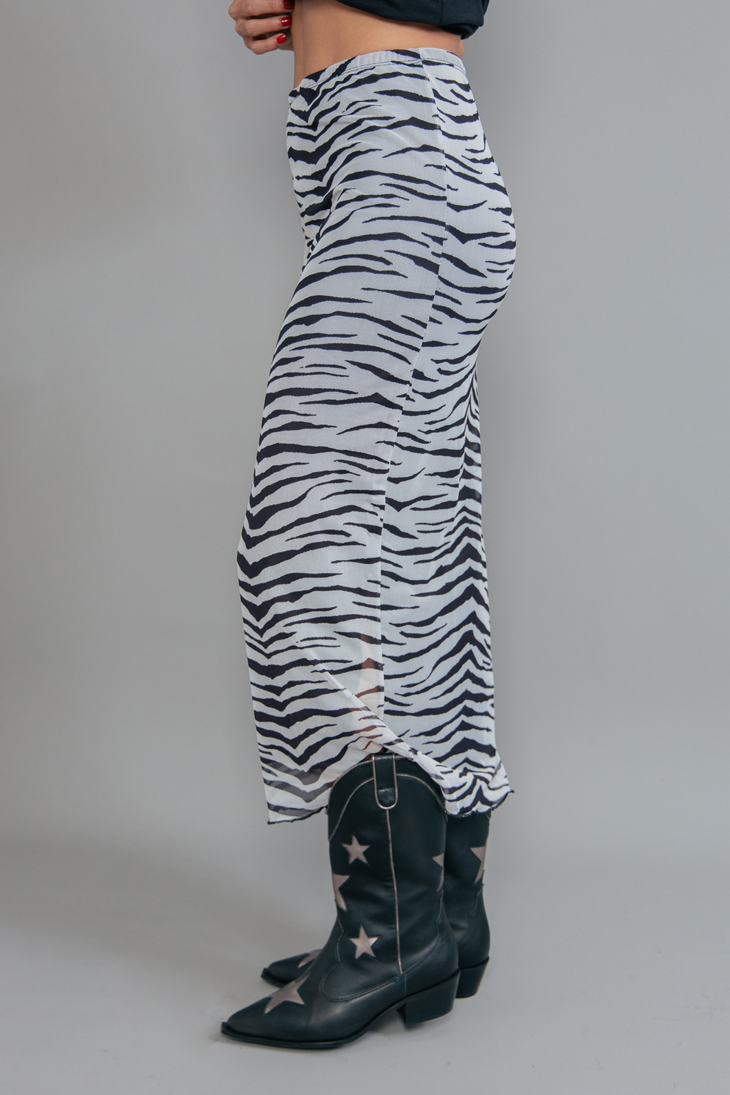 SAIA MIDI TULE COM FORRO ESTAMPA TIGRE