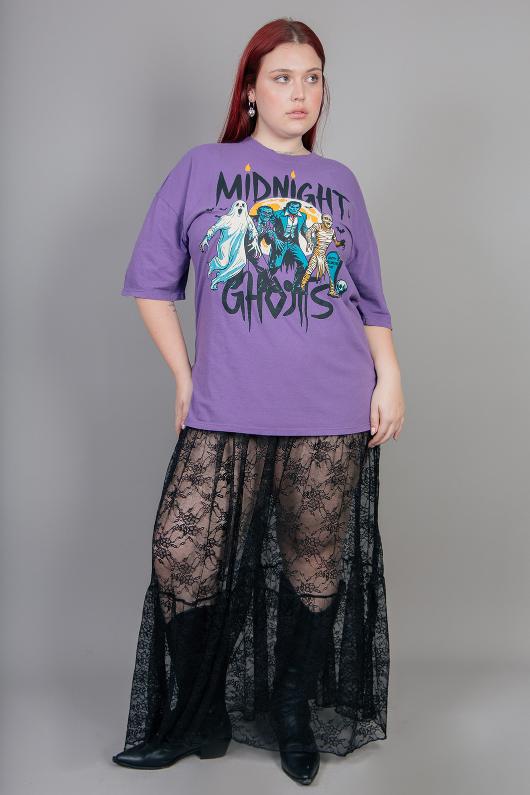 CAMISETA T-SHIRT VINTAGE ROXA MIDNIGHT GHOSTS