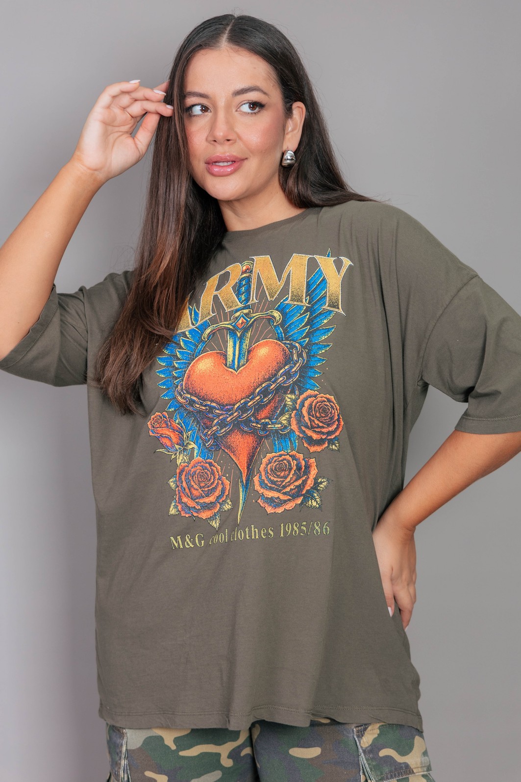 CAMISETA T-SHIRT OVERSIZED VERDE ARMY CAMISETA T-SHIRT OVERSIZED VERDE ARMY