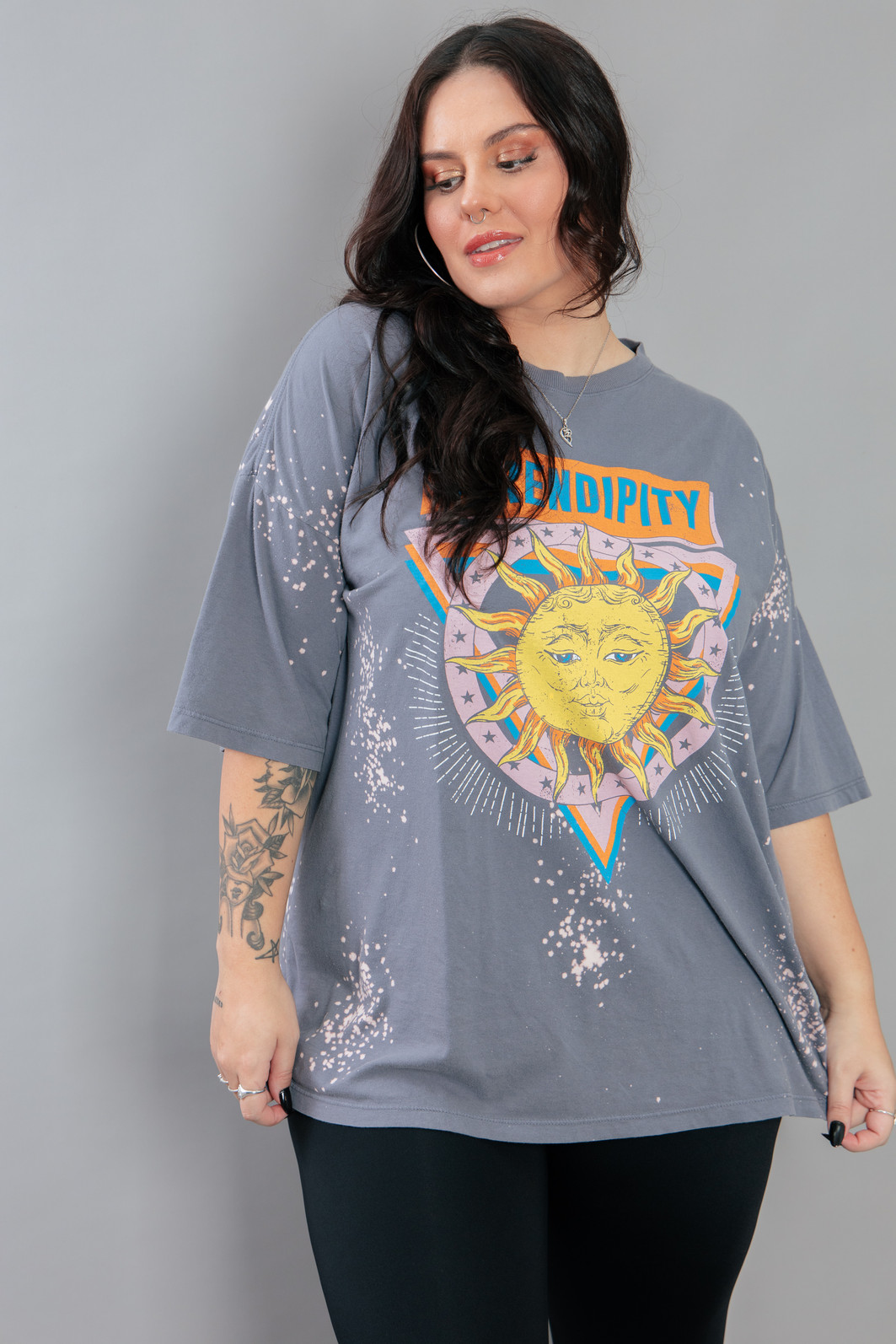 CAMISETA T-SHIRT OVERSIZED AZUL SERENDIPITY COM RESPINGOS