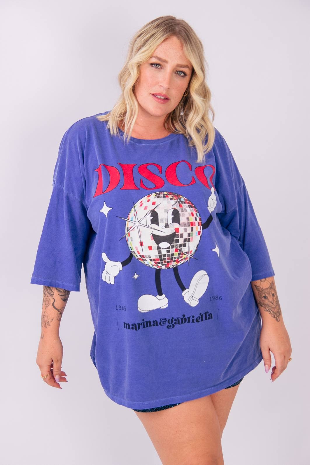 CAMISETA T-SHIRT OVERSIZED AZUL DISCO