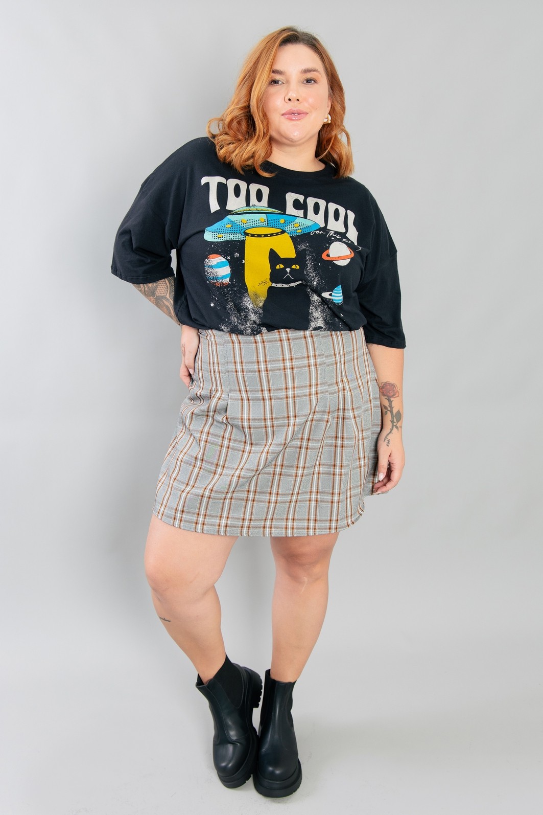 SHORT SAIA XADREZ DE PREGAS