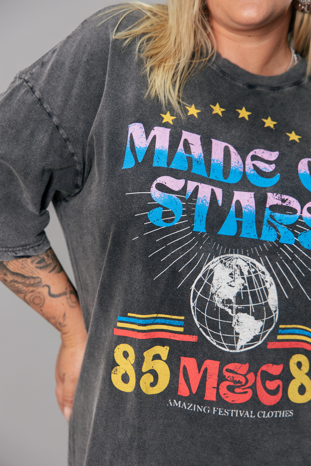 T-SHIRT VINTAGE PRETO MARMORIZADO MADE OF STARS T-SHIRT VINTAGE PRETO MARMORIZADO MADE OF STARS