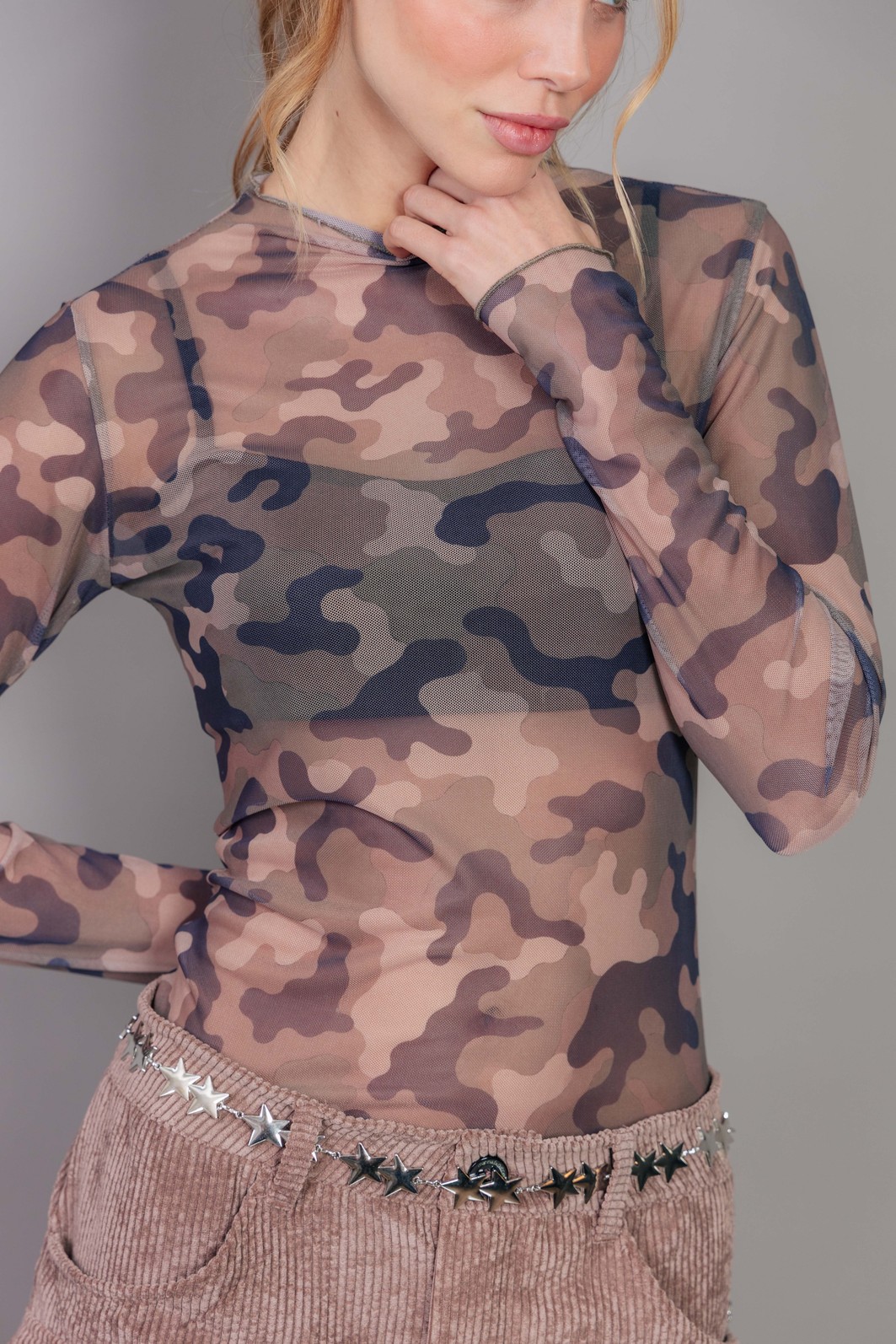 BLUSA SEGUNDA PELE DE TULE CAMUFLADA BLUSA SEGUNDA PELE DE TULE CAMUFLADA
