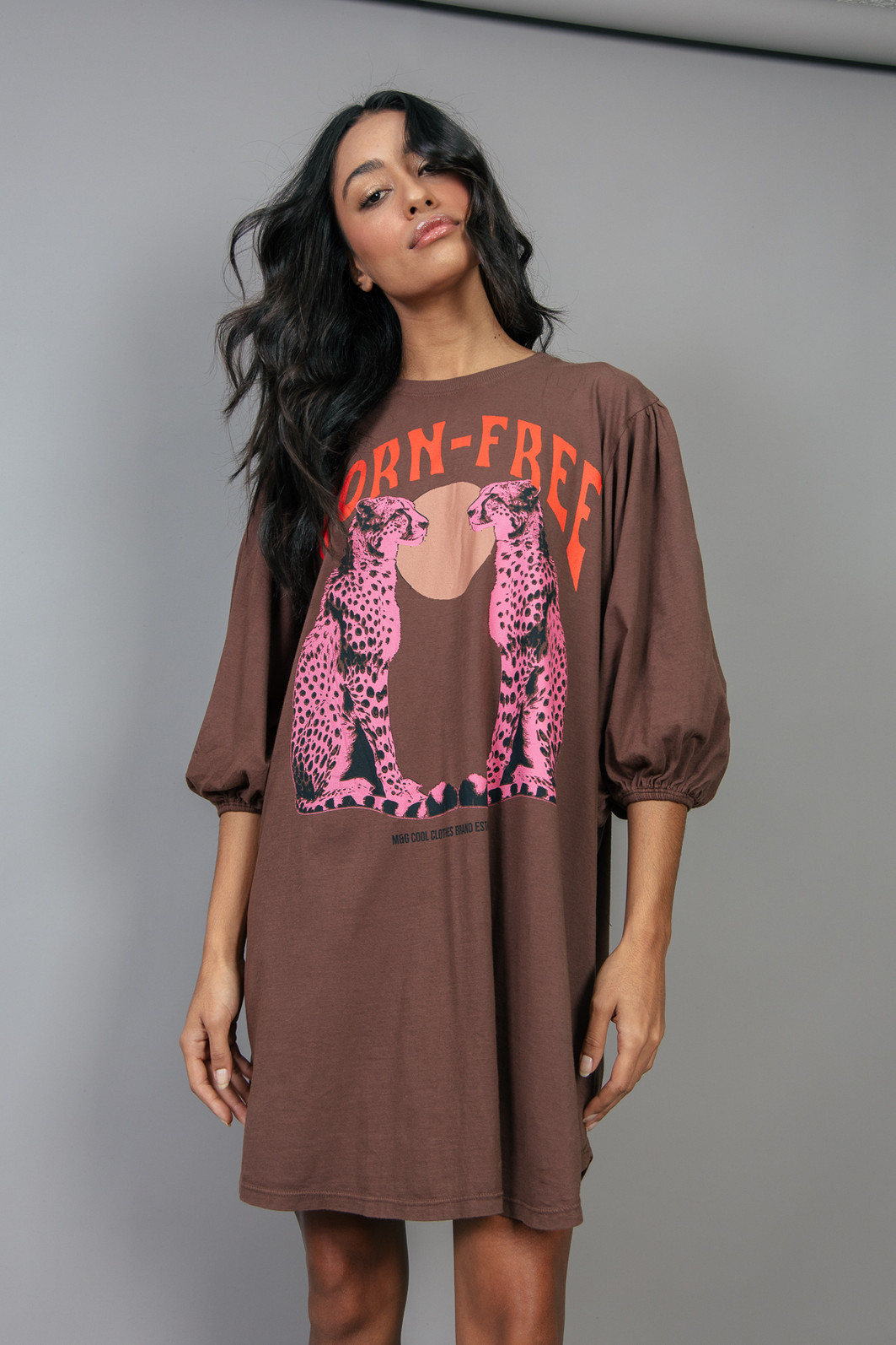 VESTIDO AMPLO COM MANGA BUFANTE BORN FREE