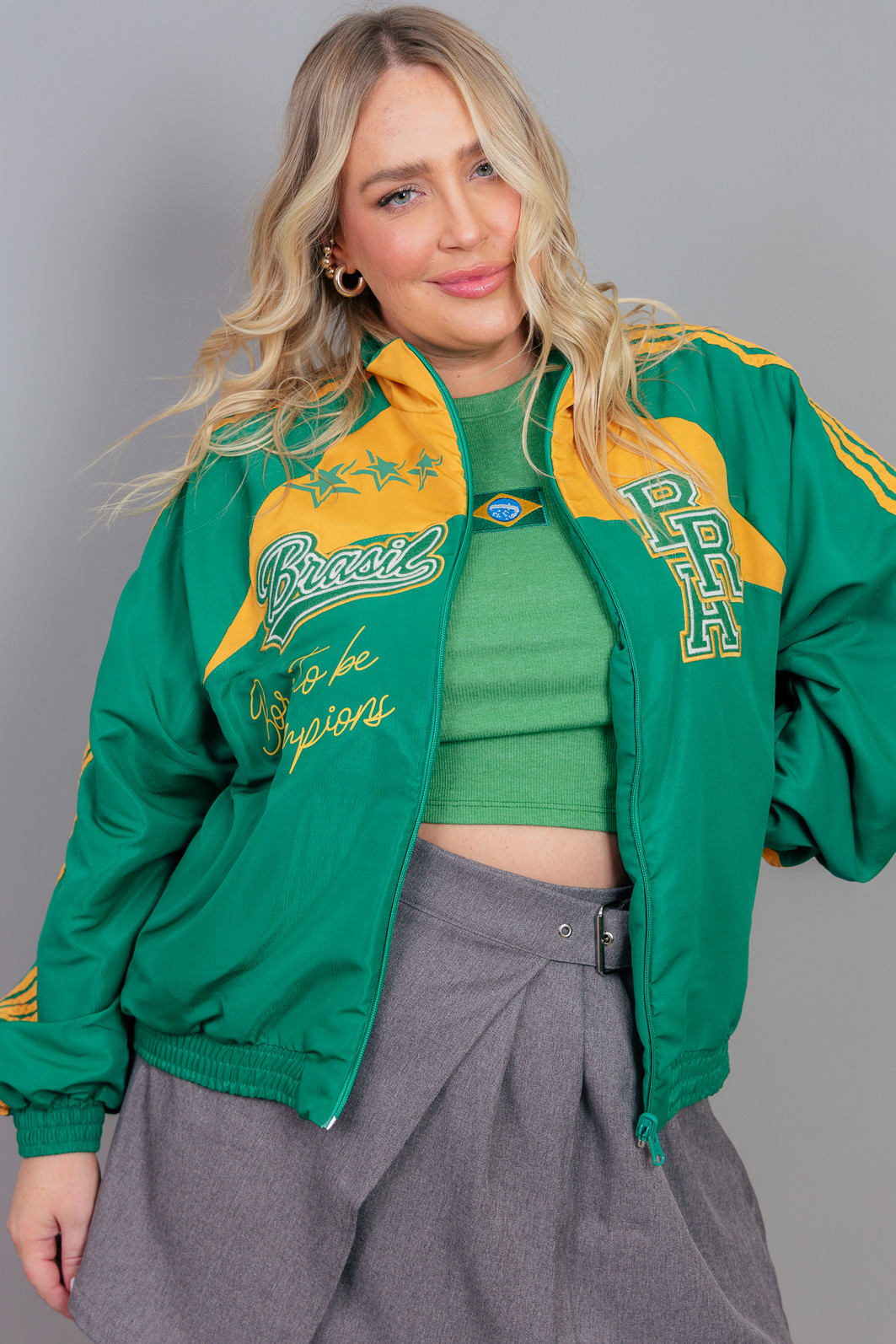 JAQUETA ESPORTIVA BRASIL VERDE E AMARELO