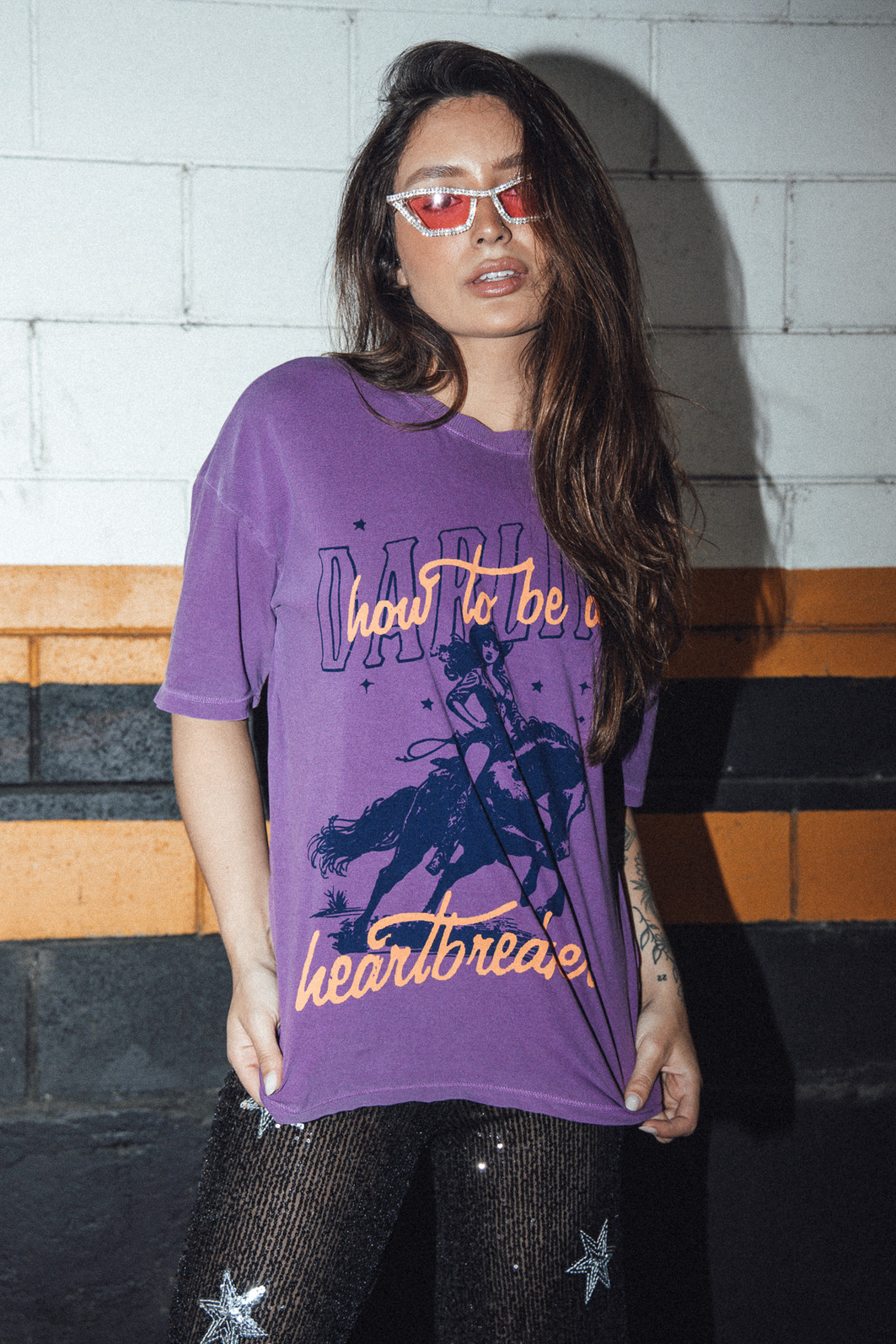 CAMISETA T-SHIRT VINTAGE ROXA DARLING