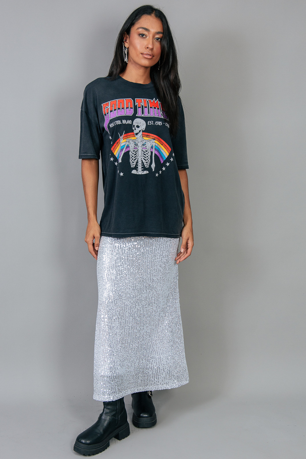 T-SHIRT VINTAGE PRETO MARMORIZADO GOOD TIMES T-SHIRT VINTAGE PRETO MARMORIZADO GOOD TIMES