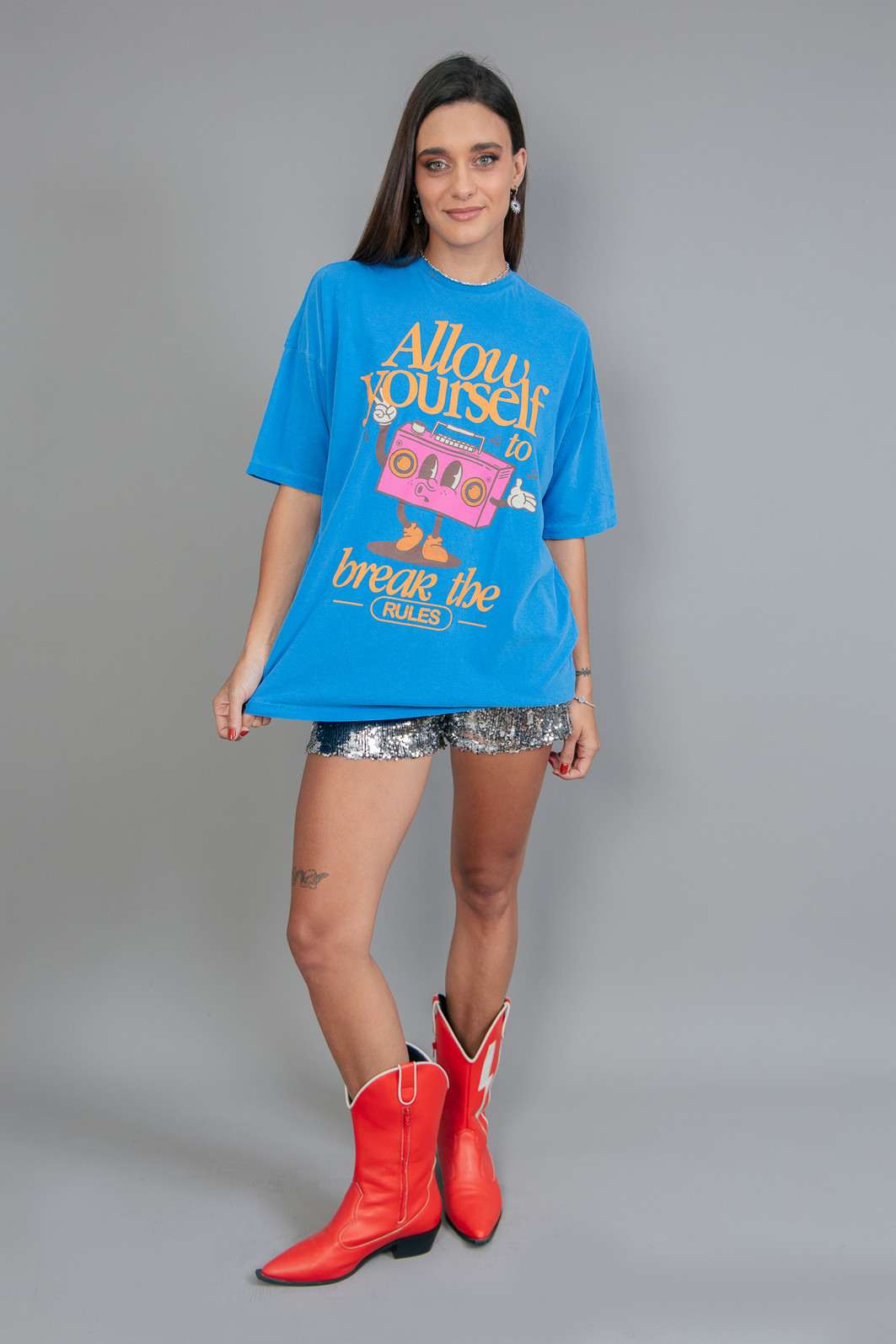CAMISETA  T-SHIRT OVERSIZED AZUL ALLOW