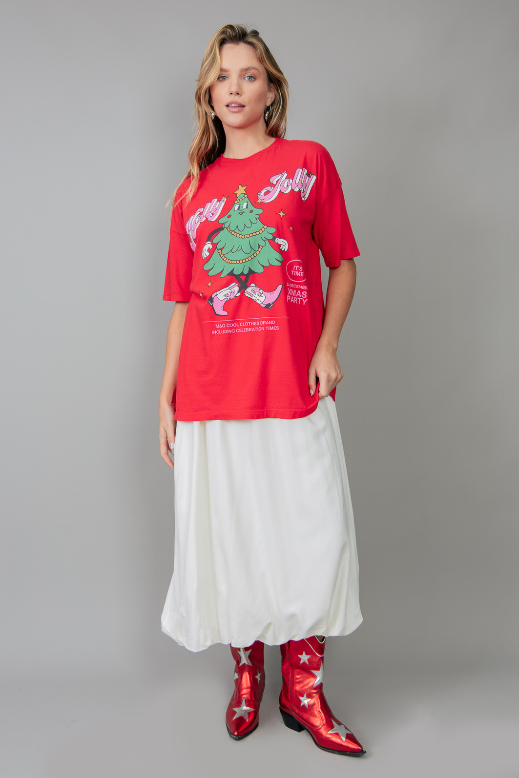 CAMISETA T-SHIRT OVERSIZED VERMELHA HOLLY JOLLY CAMISETA T-SHIRT OVERSIZED VERMELHA HOLLY JOLLY